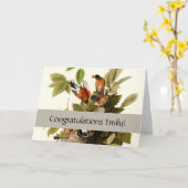 Audubon Amerikaanse Robin Wildlife Bird Illustrati Kaart (Gele Bloem)