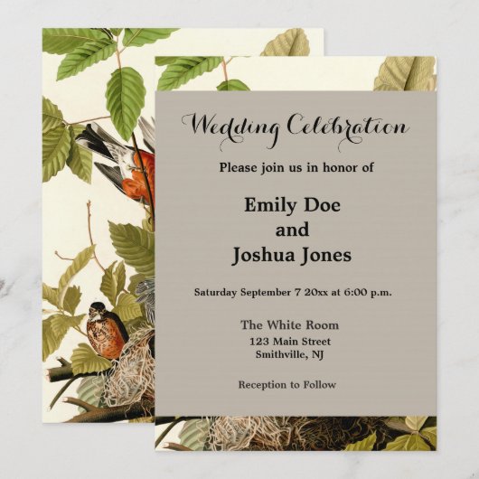 Audubon Amerikaanse Robin Wildlife Bird Illustrati Kaart (Voorkant / Achterkant)