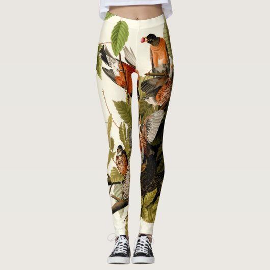 Audubon Amerikaanse Robin Wildlife Bird Illustrati Leggings (Voorkant)