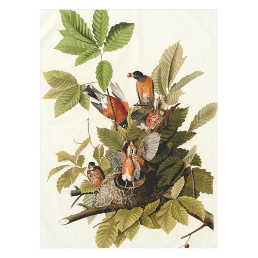 Audubon Amerikaanse Robin Wildlife Bird Illustrati Tafelkleed (Voorkant)