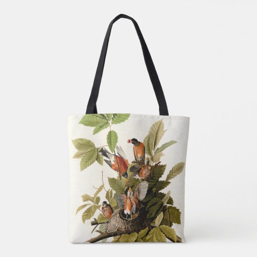 Audubon Amerikaanse Robin Wildlife Bird Illustrati Tote Bag (Achterkant)