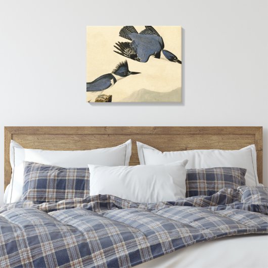 Audubon Belted Kingfisher Wildlife Bird Canvas Afdruk (Insitu (Slaapkamer))