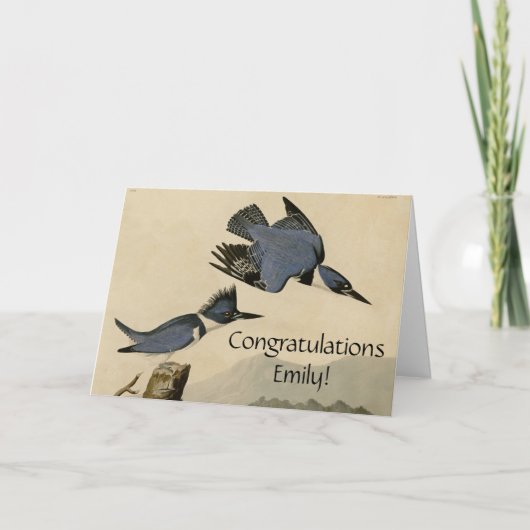 Audubon Belted Kingfisher Wildlife Bird Kaart (Voorkant)