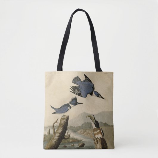 Audubon Belted Kingfisher Wildlife Bird Tote Bag (Voorkant)