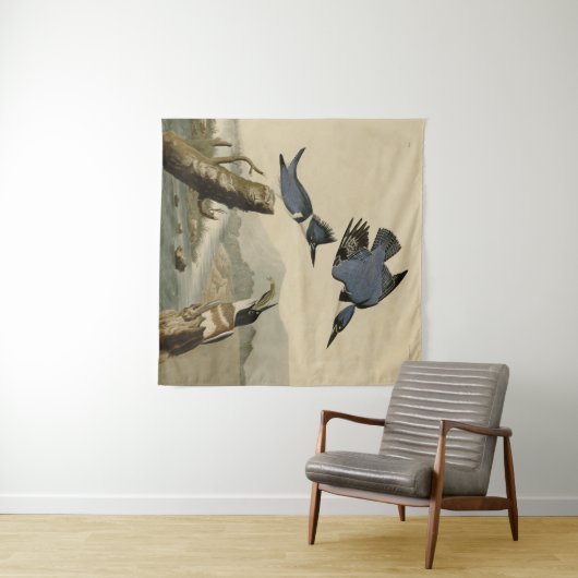 Audubon Belted Kingfisher Wildlife Bird Wandkleed (In Situ (horizontaal))