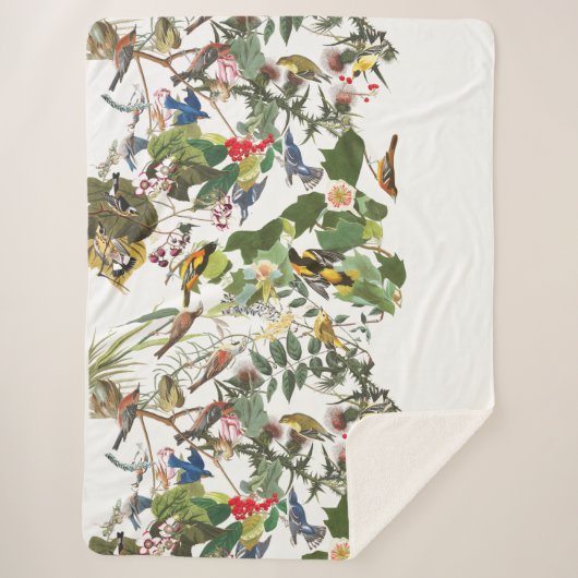 Audubon Bird Collage Wildlife Sherpa Blanket Sherpa Deken (Voorkant)