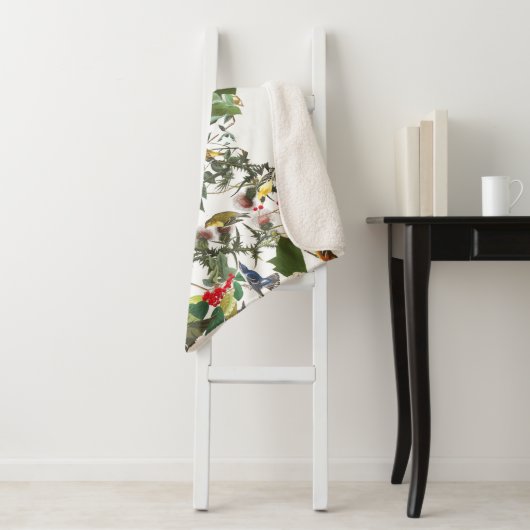 Audubon Bird Collage Wildlife Sherpa Blanket Sherpa Deken (In situ)