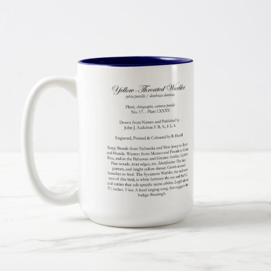 Audubon Bird Mok, Geel-Throated Warbler, 15 oz. Tweekleurige Koffiemok (Links)