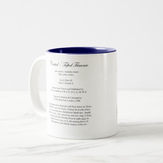 Audubon Bird Mok, Tufted Titmouse, 15 oz. Tweekleurige Koffiemok (Voorkant links)