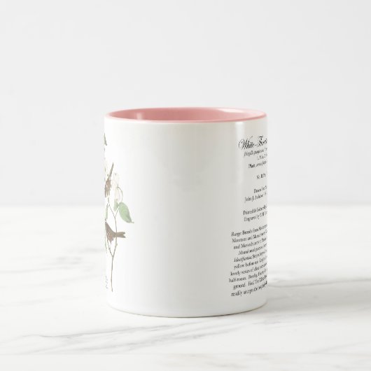 Audubon Bird Mok, White-Throated Sparrow, 15 oz. Tweekleurige Koffiemok (Center)