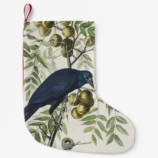 Audubon Black Crow Amerikaanse vogel illustratie Kleine Kerstsok (Voorkant)