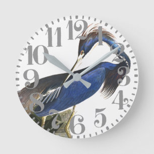 Audubon Blue Heron Bird Big Number Wall klok