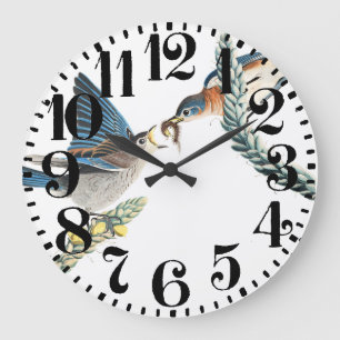 Audubon Bluebird Bird Big Number Wall Clock Grote Klok