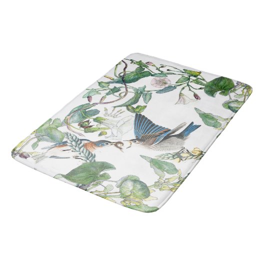 Audubon Bluebird Bird Flowers Bath Mat (Gekanteld)