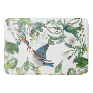 Audubon Bluebird Bird Flowers Bath Mat