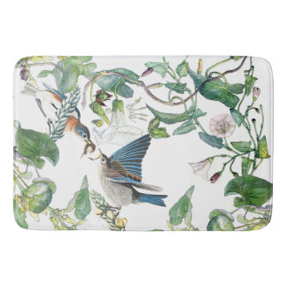 Audubon Bluebird Bird Flowers Bath Mat