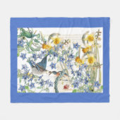 Audubon Bluebird Birds Flowers Fleece Blanket (Voorkant (Horizontaal))