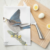 Audubon Bluebird Birds Flowers Kitchen Towel Theedoek (Quarter Fold)