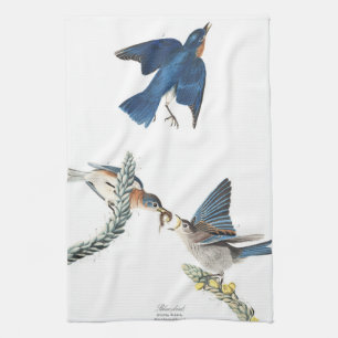 Audubon Bluebird Birds Flowers Kitchen Towel Theedoek