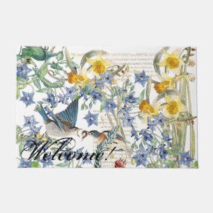 Audubon Bluebird Birds Flowers Welcome Doormat Deurmat