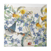 Audubon Bluebird Birds Narcissus Flowers Tile Tegeltje (Voorkant)