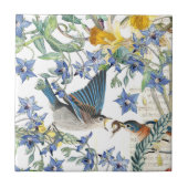 Audubon Bluebird Birds Narcissus Flowers Tile Tegeltje (Voorkant)