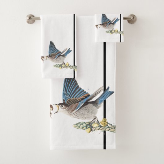 Audubon Bluebird Wildlife Bath Towel Set Bad Handdoek (Insitu)