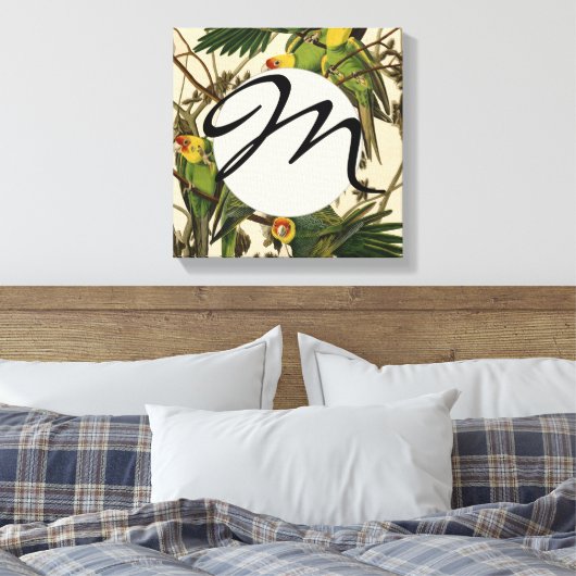 Audubon Carolina Parrot Bird illustratie Canvas Afdruk (Insitu (Slaapkamer))