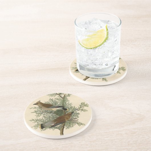 Audubon Cedar Waxing Zandsteen Onderzetter (Zijkant)