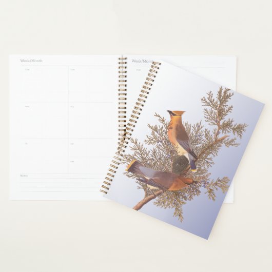 Audubon Cedar Waxwing Bird op Evergreen Juniper Planner (Display)