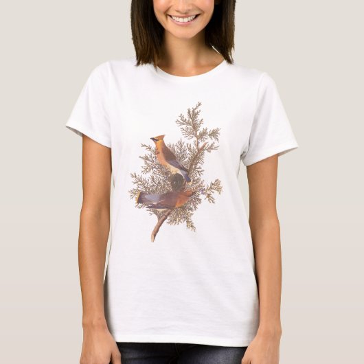 Audubon Cedar Waxwing Bird T-shirt (Voorkant)