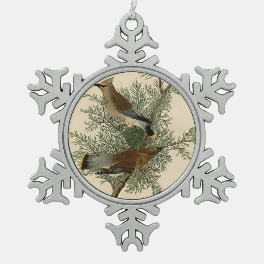 Audubon Cedar Waxwing Bird Tin Sneeuwvlok Ornament (Voorkant)