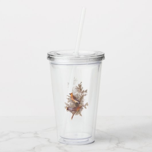 Audubon Cedar Waxwing Songbird in Juniper Acryl Drinkbeker (Achterkant)