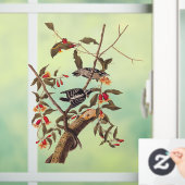 Audubon Downy Woodpecker Couple met Flowers Raamsticker (Huis)