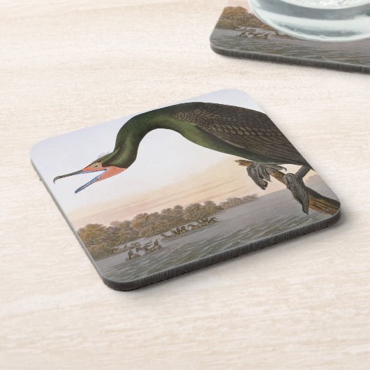 Audubon: Dubbele Crested Cormorant Bier Onderzetter (Linkerzijde)