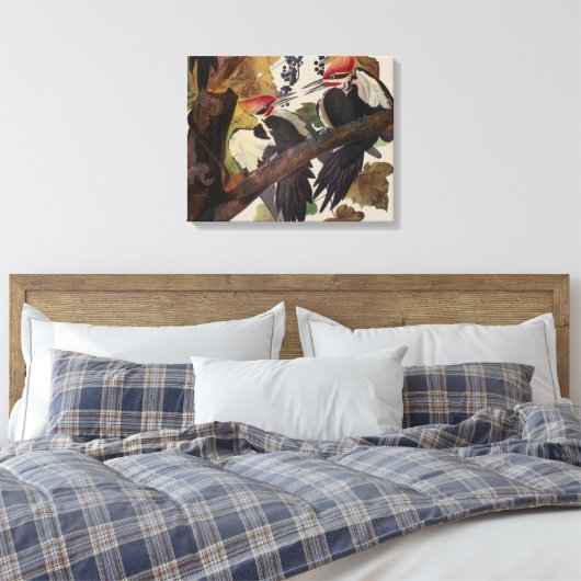 Audubon gepileerde specht vogelschilderij canvas afdruk (Insitu (Slaapkamer))