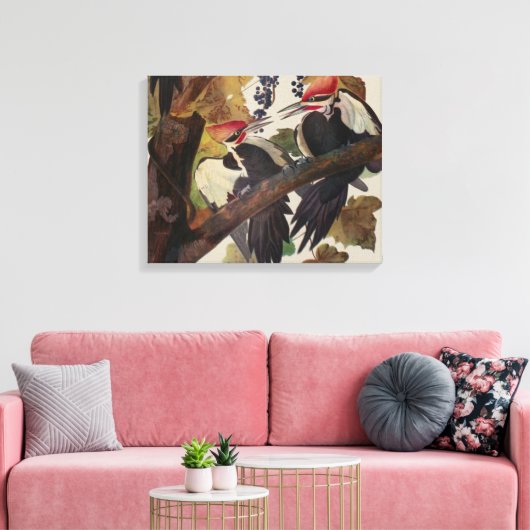 Audubon gepileerde specht vogelschilderij canvas afdruk (Insitu (Woonkamer))