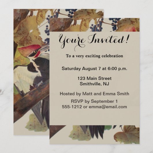 Audubon gepileerde specht vogelschilderij kaart (Voorkant / Achterkant)