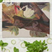 Audubon gepileerde specht vogelschilderij theedoek (Gevouwen)