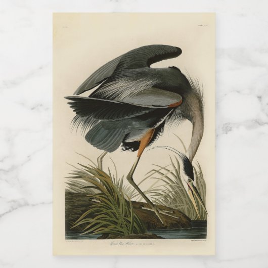 Audubon Great Blue Heron Marsh Bird Voedselcontainer Etiket (Enkel label)