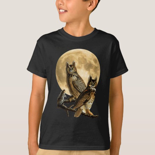 Audubon Great Horned Owl Moon Shirt Halloween (Voorkant)