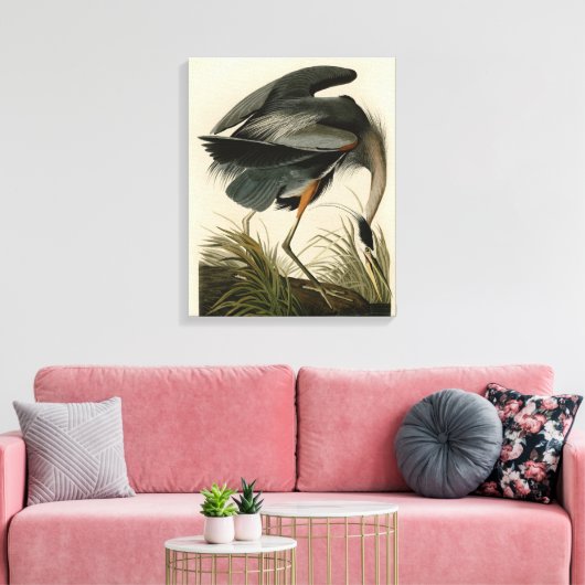 Audubon Grote Blauwe Heron moerasvogel Canvas Afdruk (Insitu (Woonkamer))