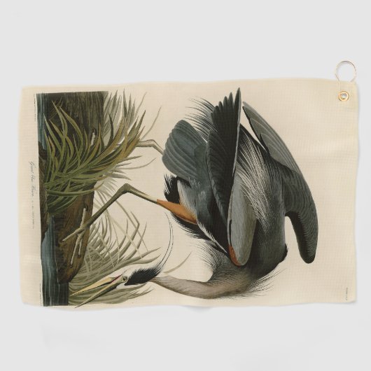 Audubon Grote Blauwe Heron moerasvogel Golfhanddoek (Horizontaal)