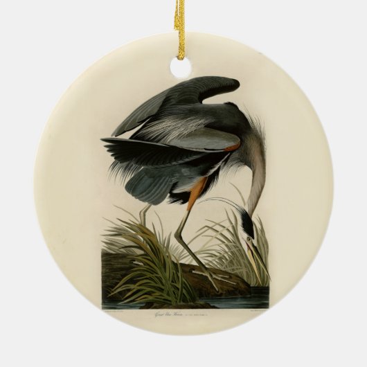 Audubon Grote Blauwe Heron moerasvogel Keramisch Ornament (Achterkant)