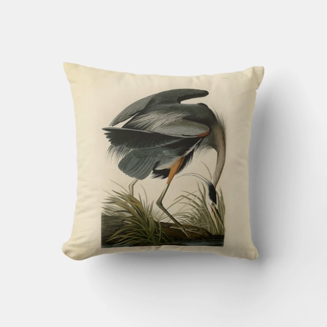 Audubon Grote Blauwe Heron moerasvogel Kussen (Voorkant)
