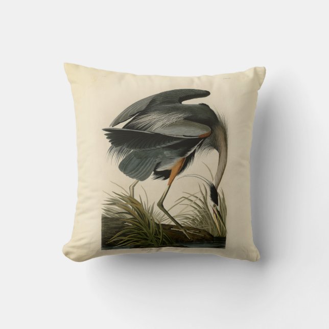 Audubon Grote Blauwe Reiger Moeras Vogel Kussen (Voorkant)