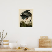Audubon Grote Blauwe Reiger Moeras Vogel Poster (Keuken)