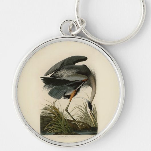 Audubon Grote Blauwe Reiger Moeras Vogel Sleutelhanger (Voorkant)