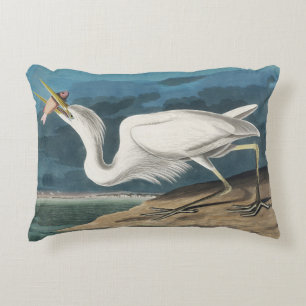 Audubon Grote Witte Reiger: Vintage Kustvogel Accent Kussen