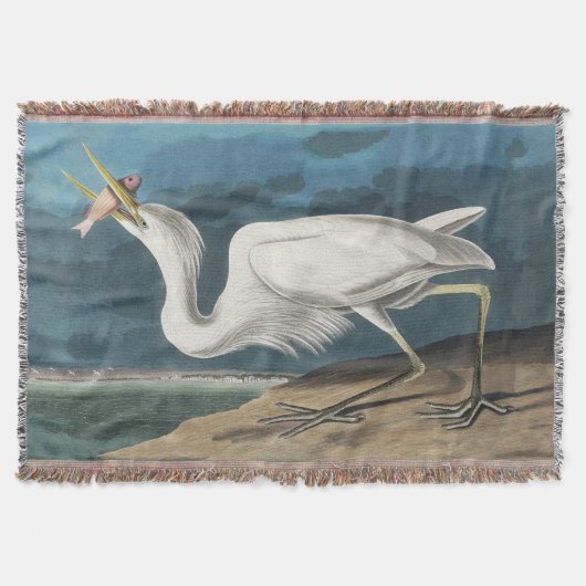 Audubon Grote Witte Reiger: Vintage Kustvogel Deken (Voorkant)